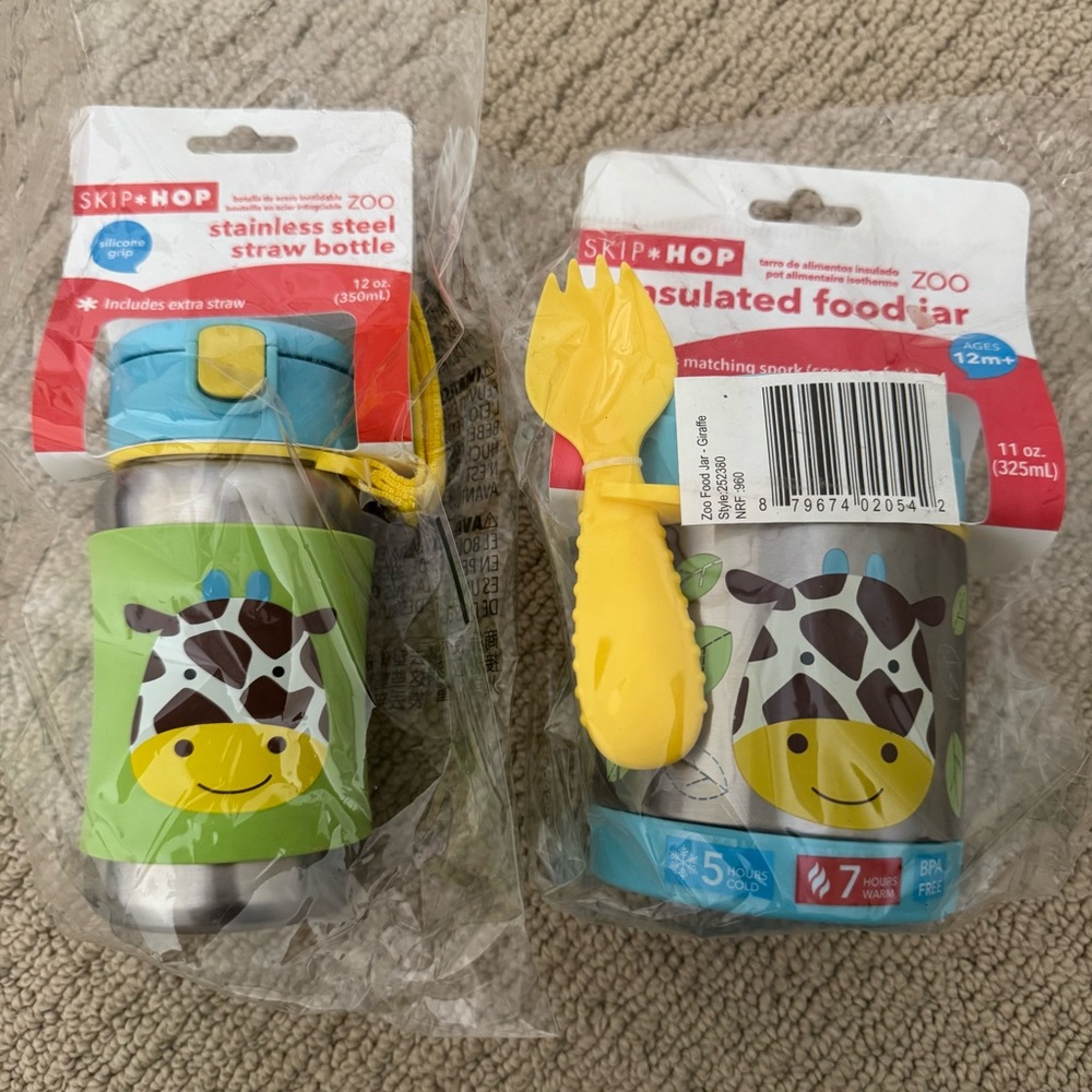 Skip Hop Zoo Giraffe Straw Bottle and Food Jar Set